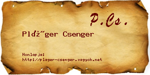 Pláger Csenger névjegykártya